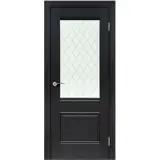 Дверь межкомнатная со стеклом Классико-43 80x200 см Hardflex черный с замком и петлями
