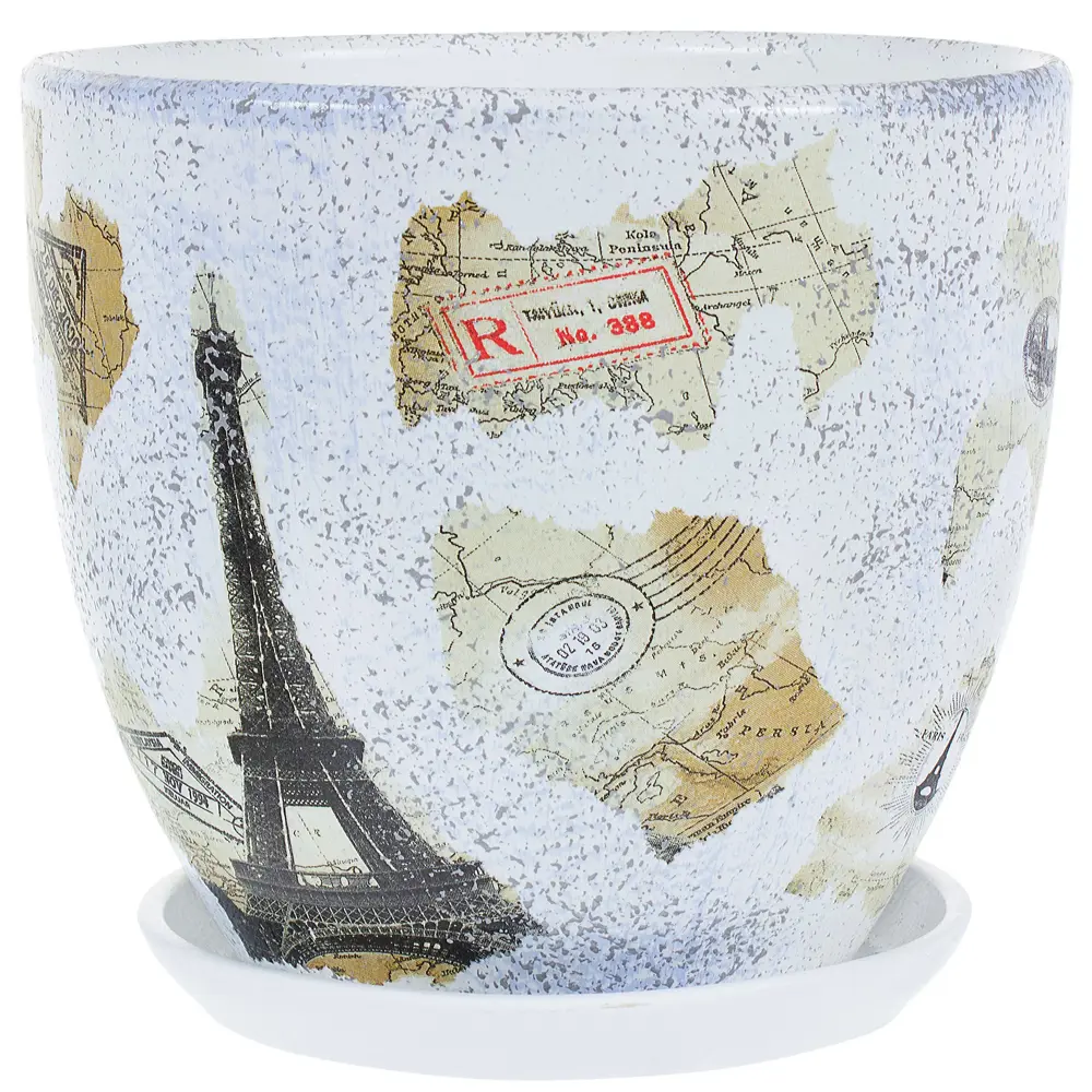 Фото Горшок цветочный «Эйфелева башня» D22, 4, 8л., керамика, Разноцветный Фото Горшок цветочный «Эйфелева башня» D22, 4, 8л., керамика, Разноцветный