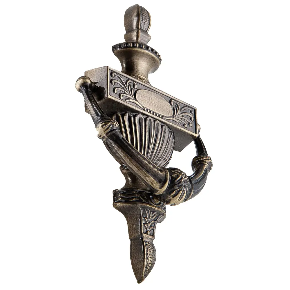 Фото 2 Молоток дверной Euro Кнокер D-02, ЦАМ, цвет античная бронза