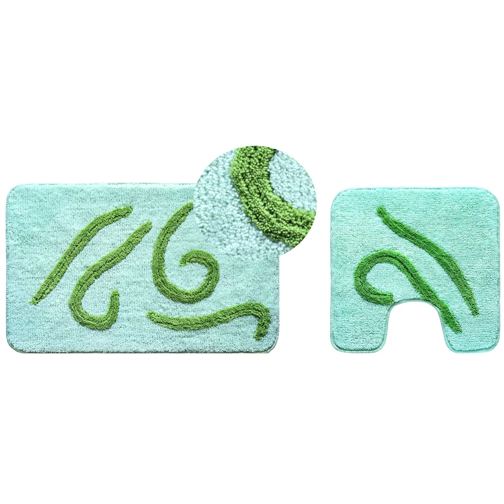 Фото 2 Коврик для туалета Узоры, 50х50 см, цвет зелёный Фото 2 Коврик для туалета Узоры, 50х50 см, цвет зелёный