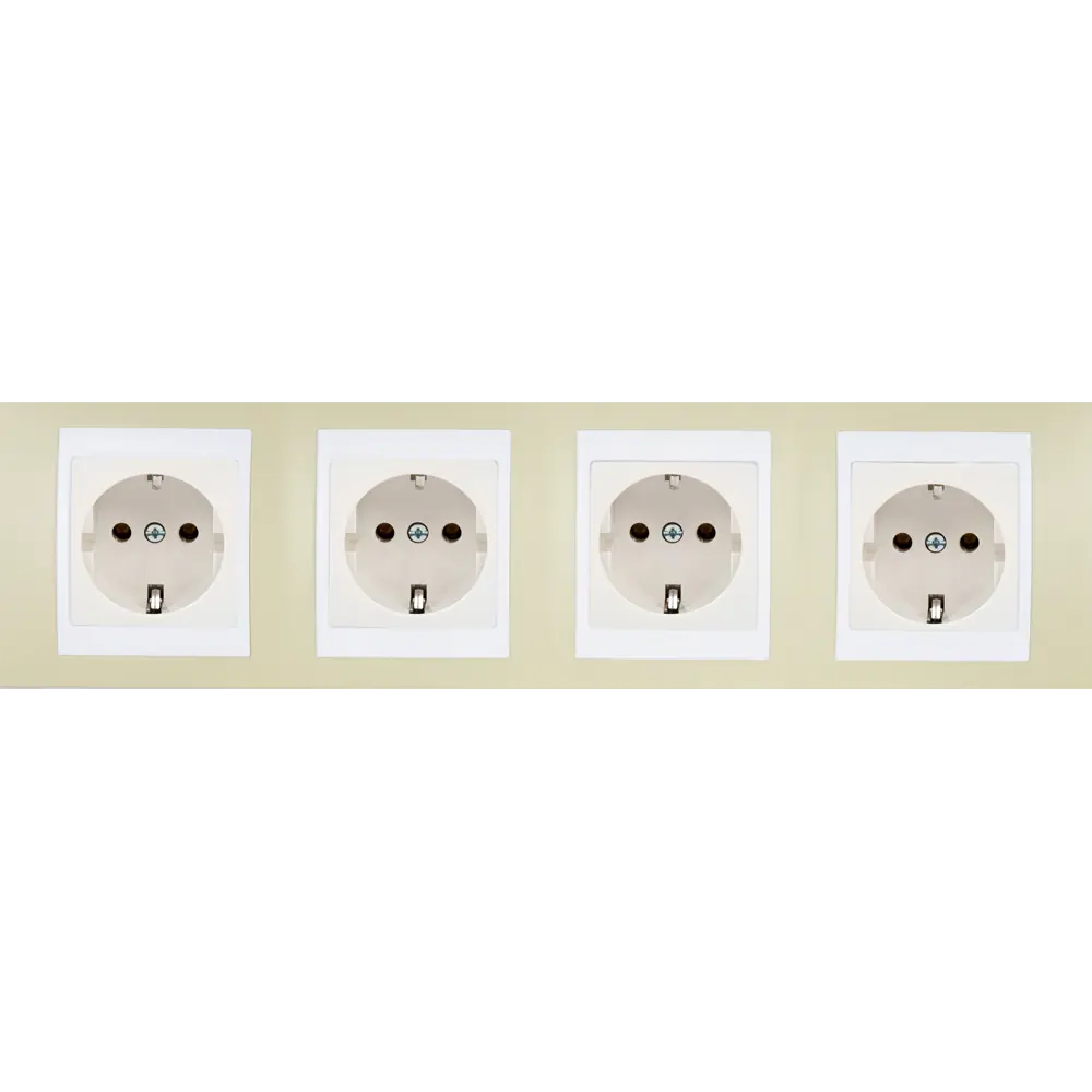 Фото 3 Рамка для розеток и выключателей Systeme Electric Unica 4 поста, цвет зелёное яблоко/бежевый