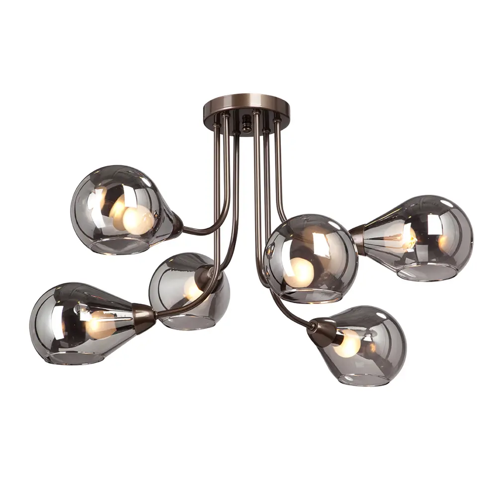 Фото Люстра потолочная «Спрут», 6 ламп, 12 м², цвет коричневый