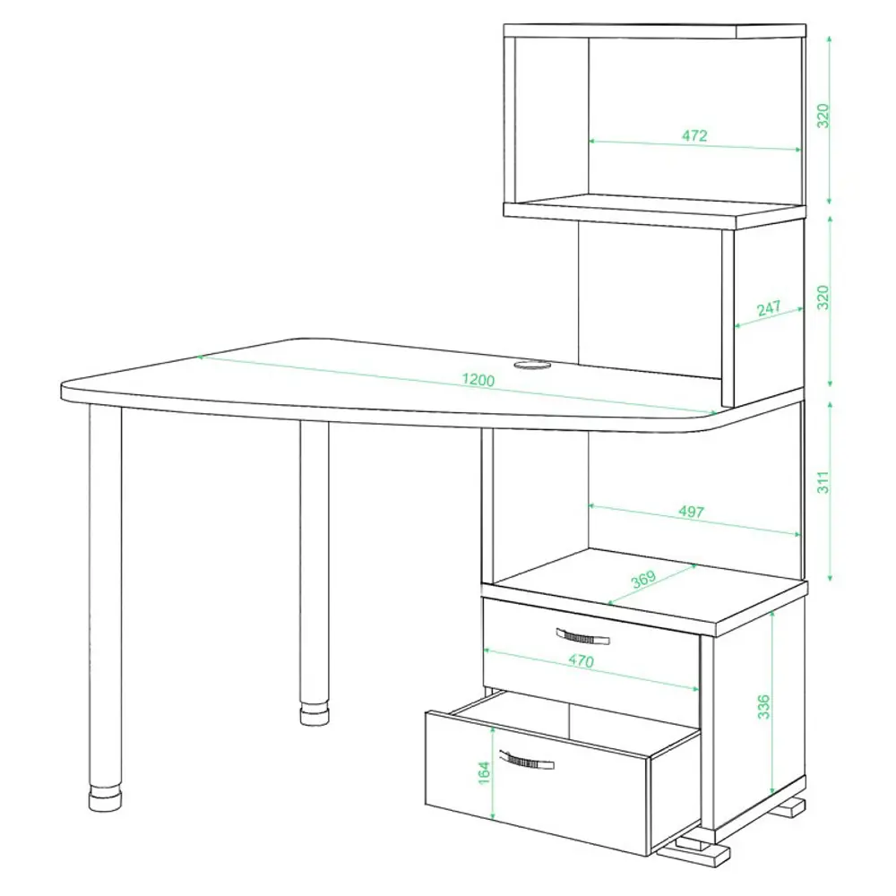 Фото 2 Стол компьютерный МЭРДЭС СКМ-60 ВК-ПРАВ Венге/карамель