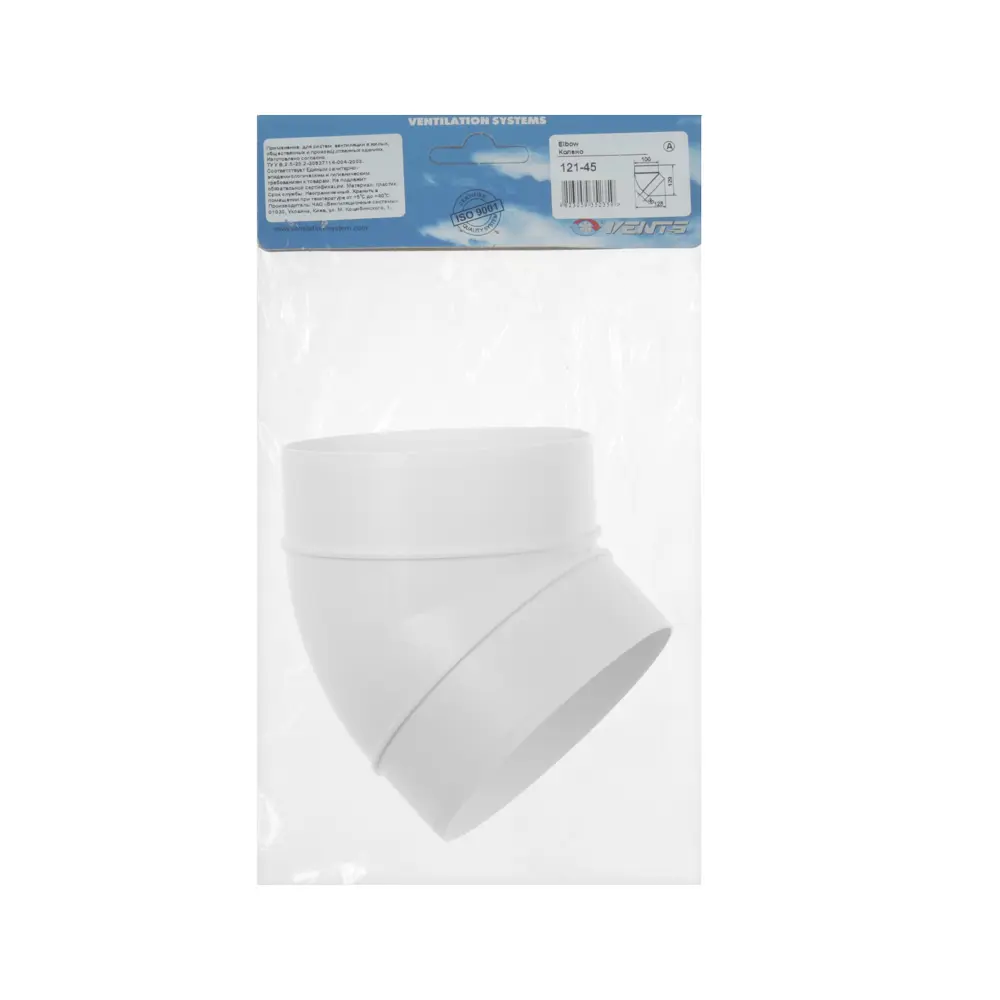 Фото 3 Отвод Vents круглый D100 мм 45°