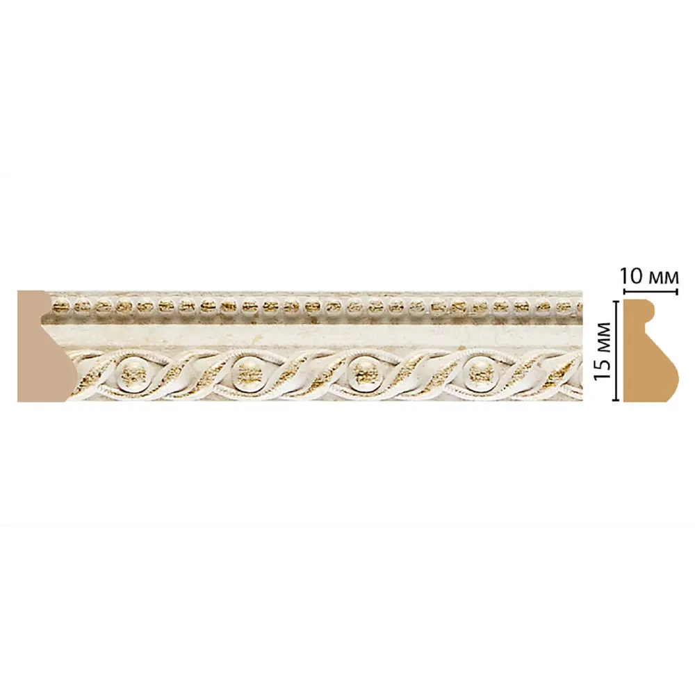 Фото 2 Молдинг Decomaster 120-41 на стену и потолок, полистирол, цвет белый, 15x10x2000 мм