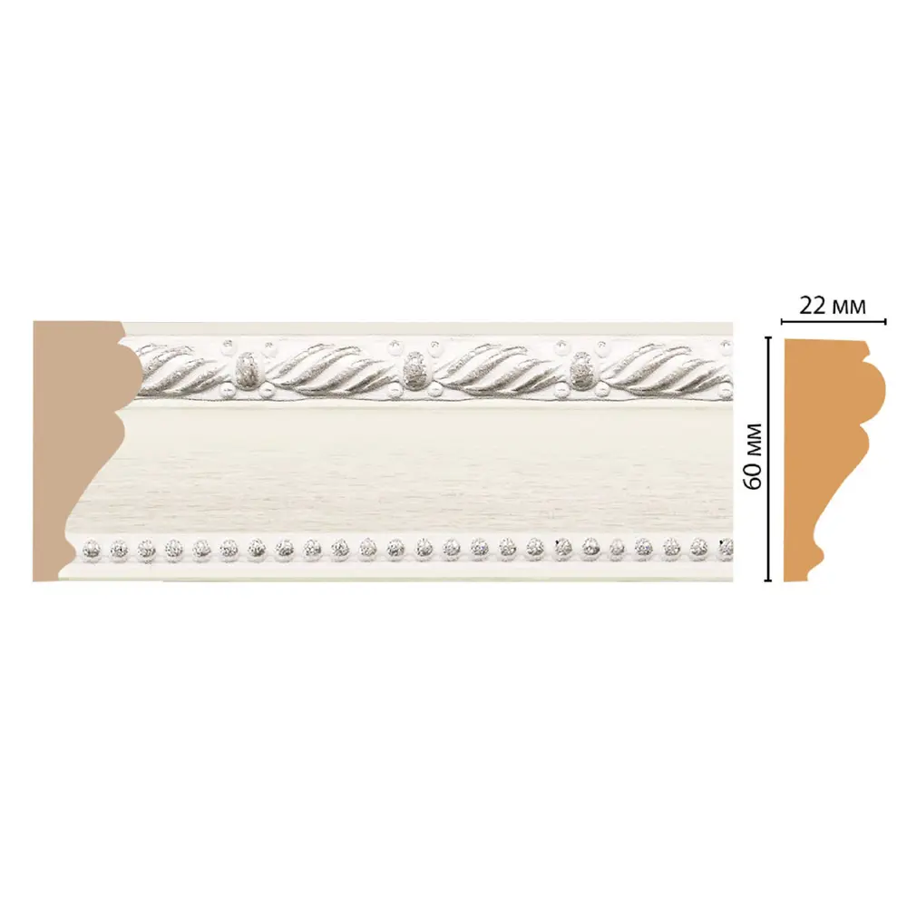 Фото 2 Молдинг Decomaster 161-15 на стену и потолок, полистирол, цвет бежевый, 60x22x2000 мм