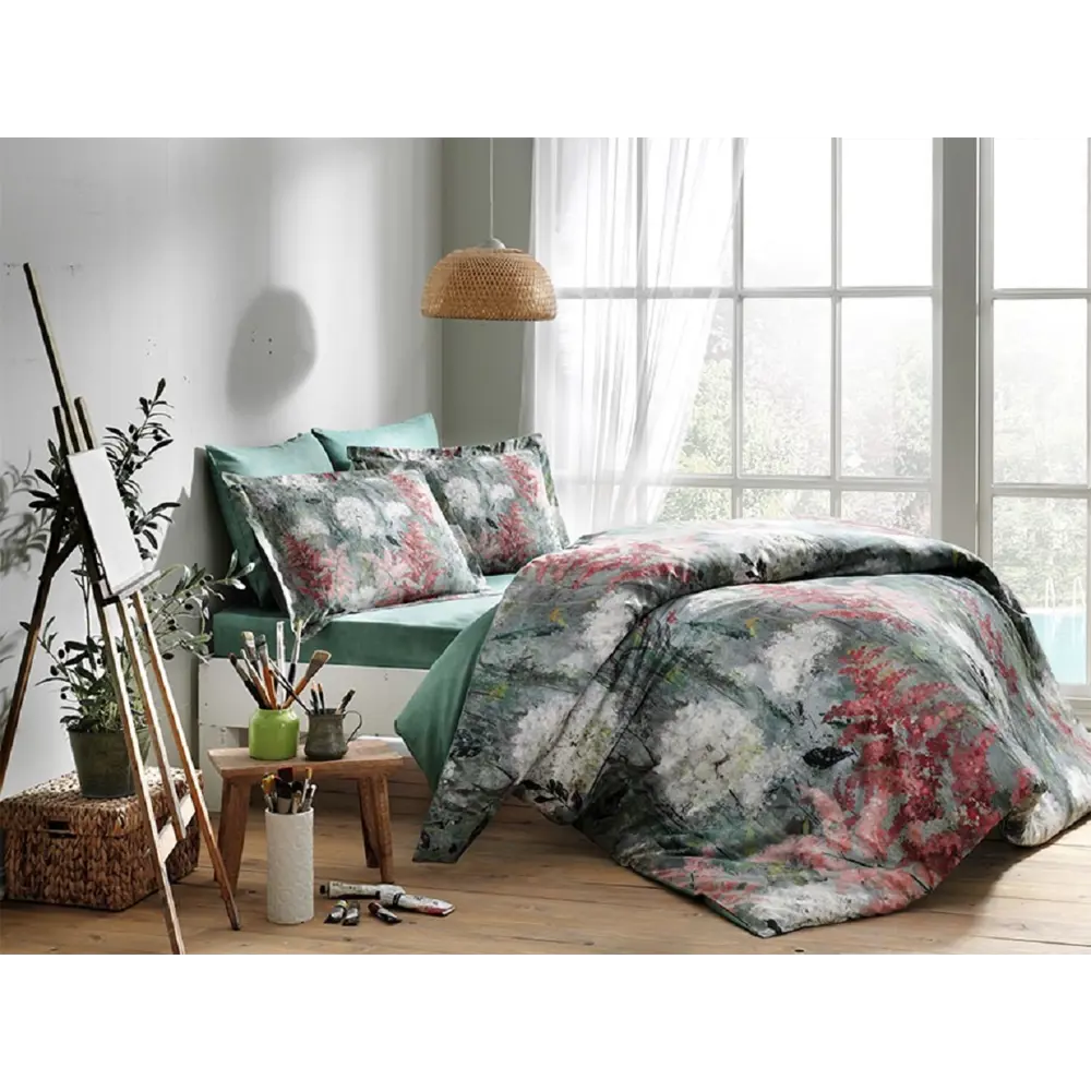 Фото Комплект постельного белья Tac tntc13/13, полутораспальный, сатин, цвет зеленый