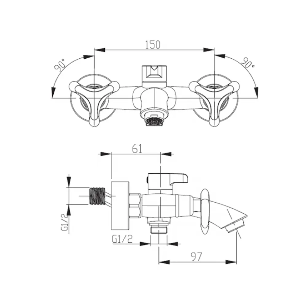 Фото 2 Смеситель для ванны Kaiser 4627079597710