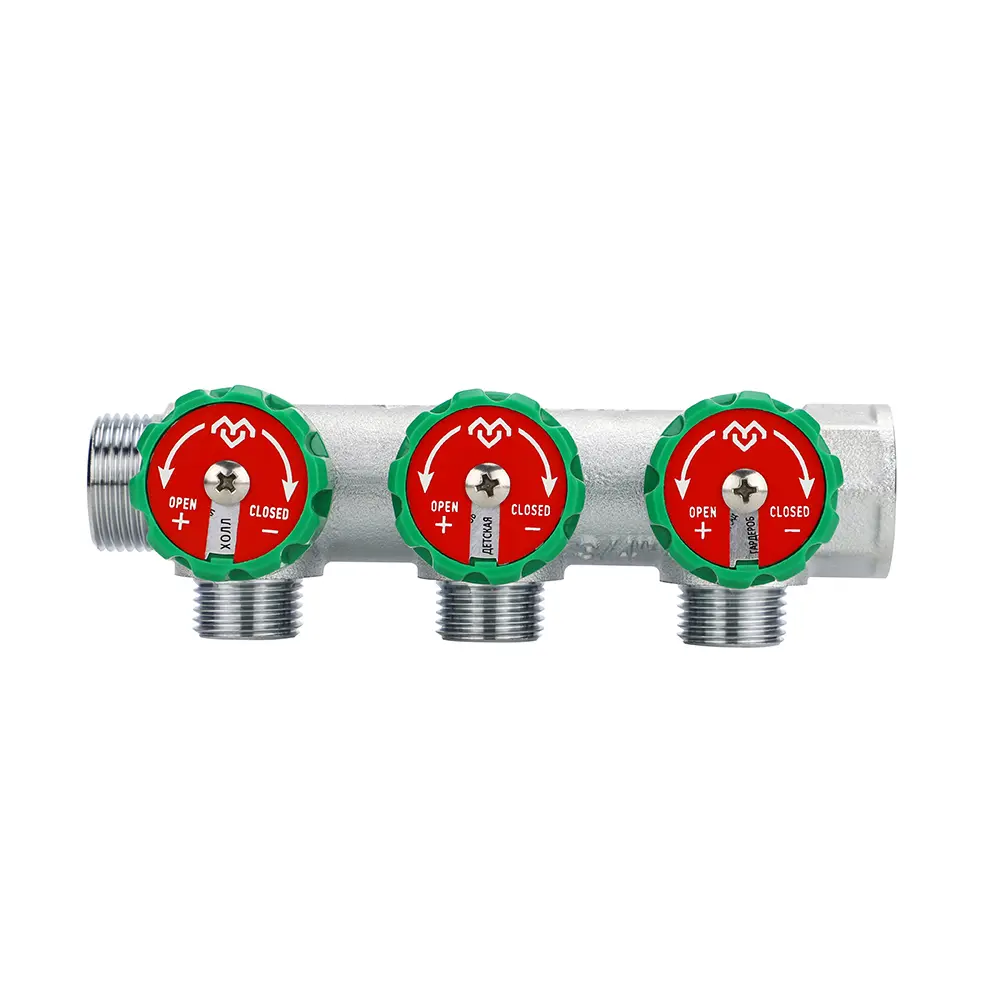 Фото 2 Коллектор Varmega VM14613 на 3 выхода 1"x3/4" латунь Фото 2 Коллектор Varmega VM14613 на 3 выхода 1"x3/4" латунь
