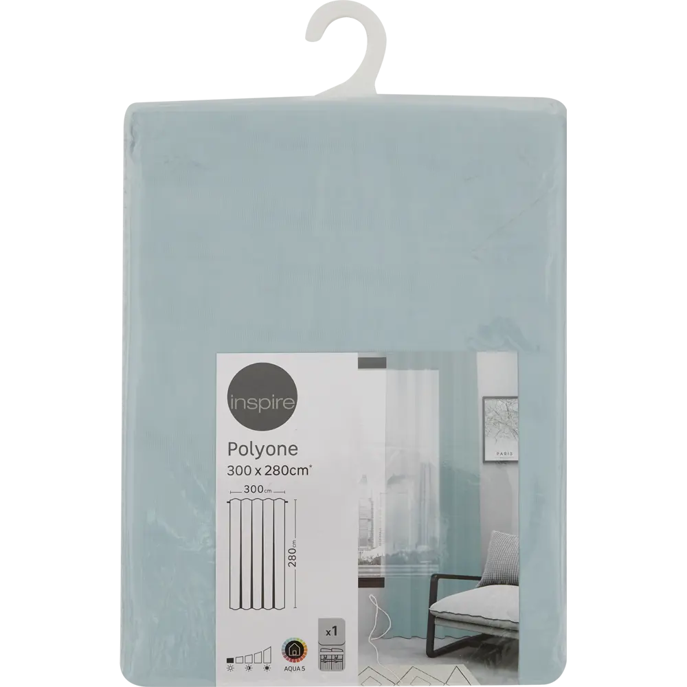 Фото 6 Тюль на ленте Inspire Polyone Aqua 300x280 см цвет голубой