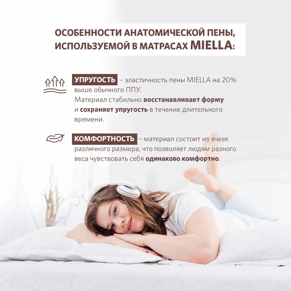 Фото 7 Матрас Miella Twisted Comfort Maxi 160x190 см, двуспальный, латексный