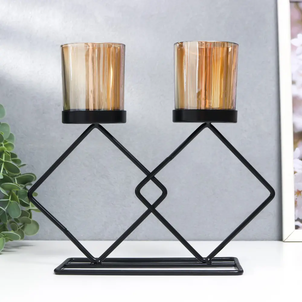 Фото Подсвечник Simaland на 2 свечи "Флокс" d-5 см, чёрный 8.5x21x23 см Фото Подсвечник Simaland на 2 свечи "Флокс" d-5 см, чёрный 8.5x21x23 см