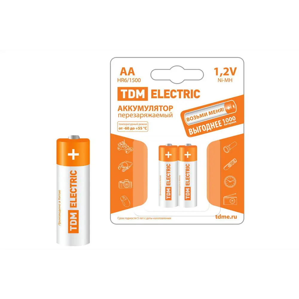 Фото Аккумулятор TDM Electric AA-1500 mAh Ni-MH BP-2
