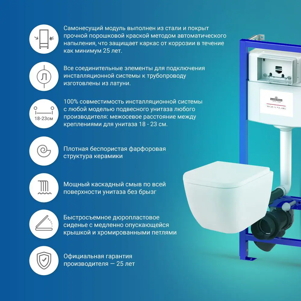 Фото 10 Комплект инсталляции с унитазом Lavinia Boho One Compacto 87050154, клавиша смыва