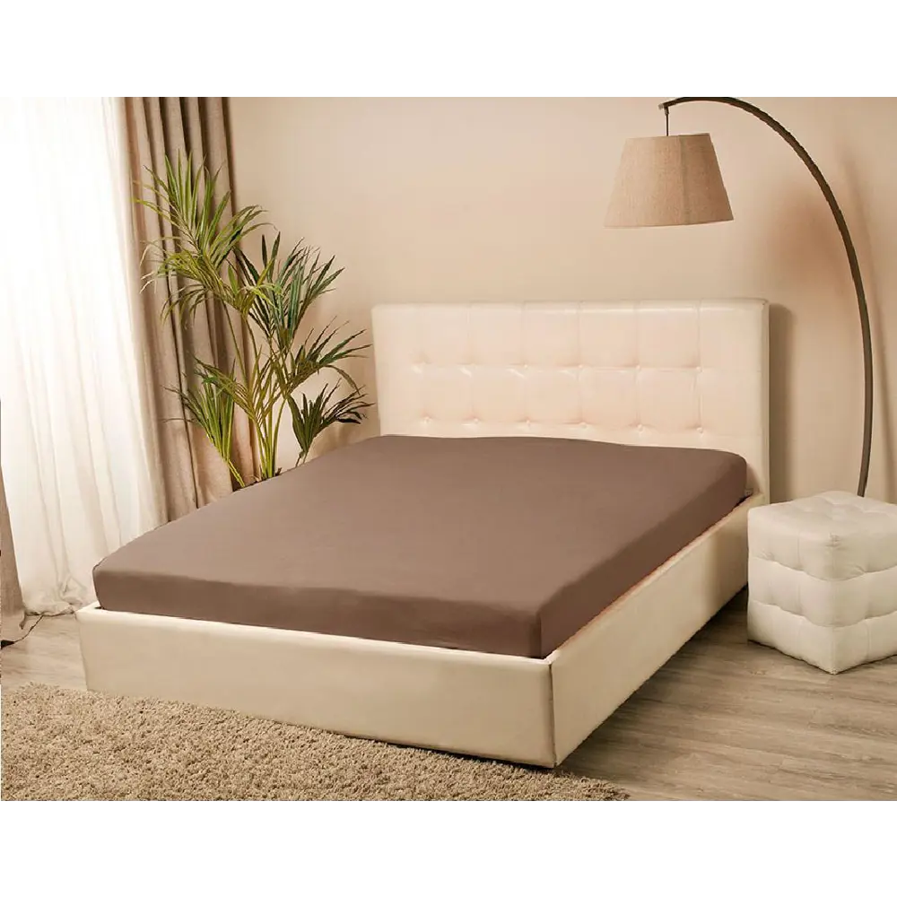 Фото Простыня Edelson Tencel EPT-200/мокко, 200x200 см, тенсел, на резинке