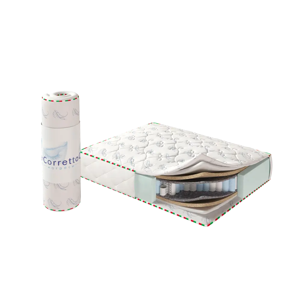 Фото Матрас Corretto Lazio Roll 140x200 см, независимый пружинный блок, двуспальный, ортопедический, кокосовый