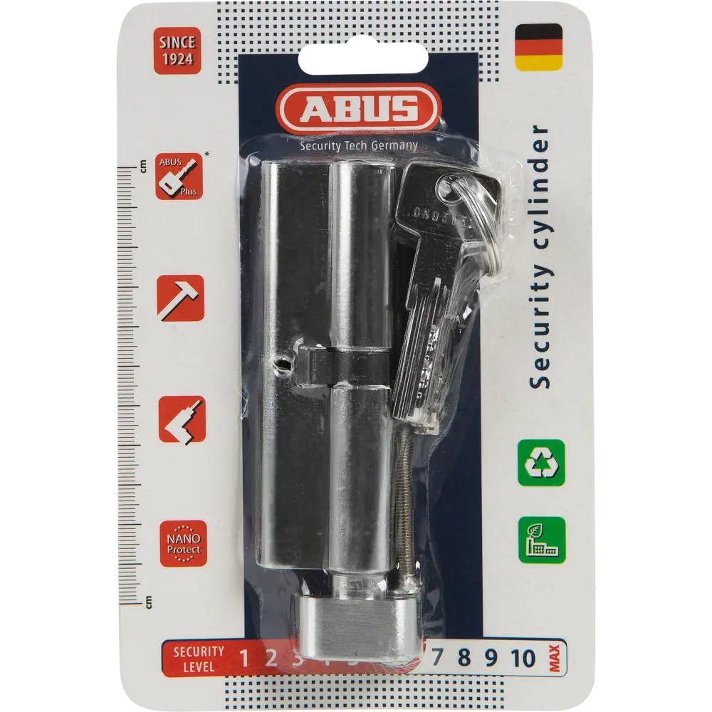 Фото 4 Цилиндр Abus KD6N Z50/K50, 50x50 мм, ключ/вертушка, цвет никель