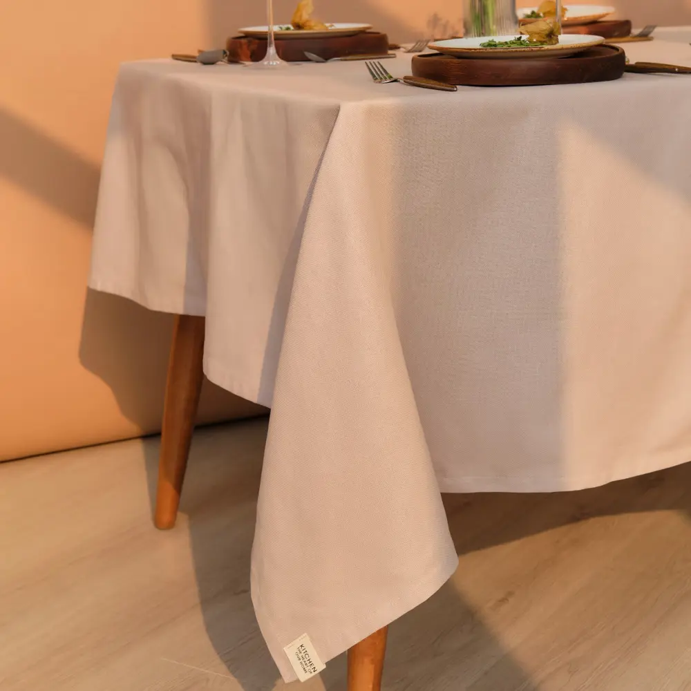 Фото 5 Скатерть на стол Этель 9590608, прямоугольная, 146x110 см, цвет белый