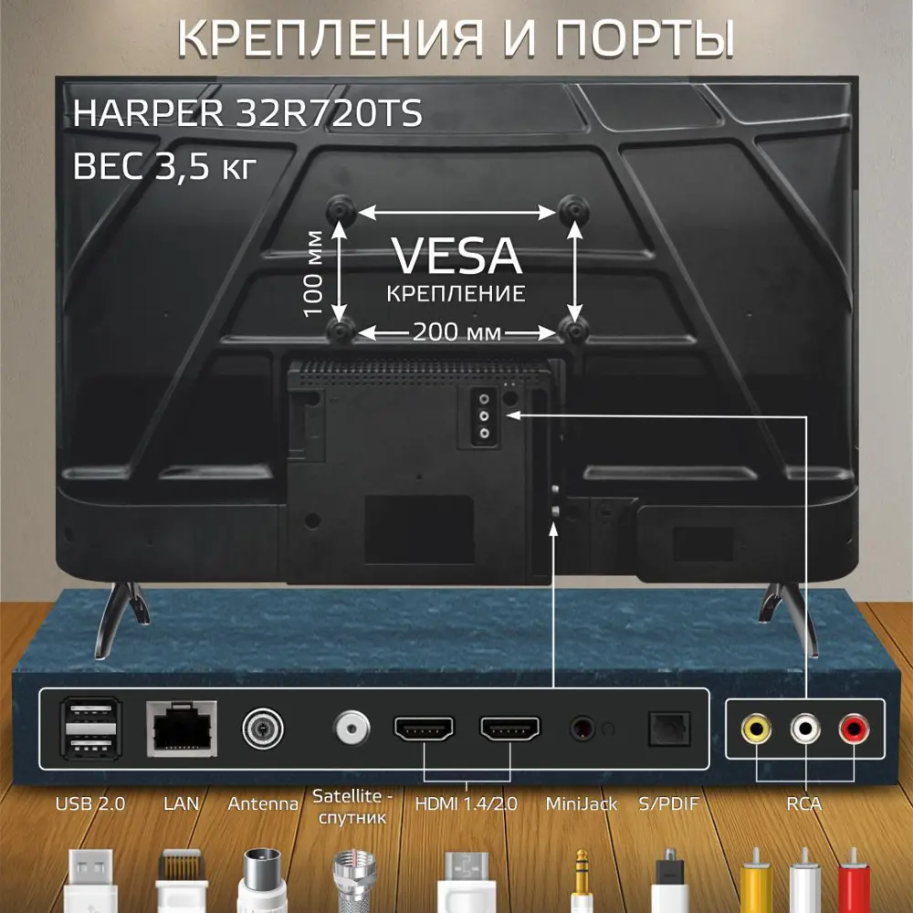 Фото 13 Телевизор Harper 32R720TS 32" 81 см цвет черный