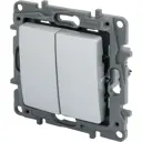Выключатель двухклавишный - Legrand Etika - 10А 250В безвинтовые зажимы - алюминий