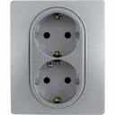 Розетка двойная с заземлением - Legrand Etika - без шторок в сборе 16А 250В винтовые зажимы - алюминий