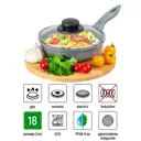 Сковорода глубокая Elan Gallery 120575 ГАРМОНИЯ ВКУСА 18 см Серый мрамор с крышкой D18, несъёмная ручка