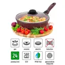 Сковорода глубокая Elan Gallery ГАРМОНИЯ ВКУСА 120770 24см,Рубин с крышкой D24, со съёмной ручкой