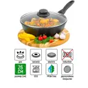 Сковорода глубокая Elan Gallery ГАРМОНИЯ ВКУСА 120305 26см, Черный Оникс с крышкой D26, съёмная ручка