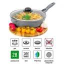 Сковорода глубокая Elan Gallery ГАРМОНИЯ ВКУСА 120595 28см, Серый мрамор с крышкой D28, съёмная ручка