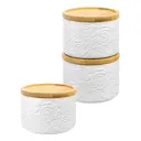 Банка для хранения 250 мл 9.3x9.3x7 см Elan Gallery Розы с деревянной крышкой-подставкой с силиконовым уплотнителем 3 штуки