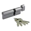 Цилиндр замка НОРА-М ЛЮКС I ЛВ асимметричный с вертушкой - Хром - ЛВ-90 (55-35в)