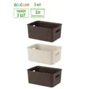 Корзина Violet 811901-3 17.50x18.50x24 см полипропилен цвет латте/темно-коричневый 3 шт