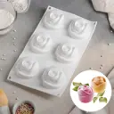 Форма для муссовых десертов и выпечки Доляна «Розы» 30×17.5×5 см 6 ячеек 6.5×6.8 см цвет белый
