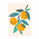 Постер на холсте Овощи и фрукты - Мандарин на ветке 90x120 см в подарочном тубусе без рамы