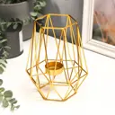 Подсвечник металл на 1 свечу "Геометрия" золото 17x12.5x14 см