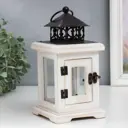 Подсвечник Simaland на 1 свечу "Фонарь с дверцей" белый состаренный 22x12x12 см