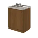 Напольный шкаф с мойкой и смесителем Лидер Эконом КП4214л 60x82x60 см ЛДСП цвет дуб