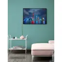 Плакат "Просто Постер" Ночной городской пейзаж Шанхая 60x90 в раме