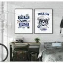 Постер 28 картин "Космонавт медведь рисунок для детской" 50x40 см