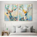 Постер 28 картин "Животные Олень ветвистые рога мазки" 50x40 см