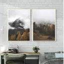 Постер 28 картин "Туманные горы и лес" 70x50 см