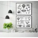 Постер 28 картин "Дирижабль, рисунок винтаж" 50x40 см