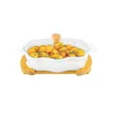 Блюдо для запекания Elan Gallery Ромбики 14x32 см фарфор цвет белый/коричневый/прозрачный