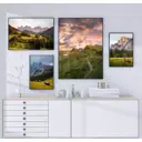 Набор постеров 4 шт 28 картин "Горы на закате и олени" 140x85 см в тубусе без рамы для интерьера