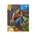 Постер на холсте Просто Постер Геометрия Грустная девушка 60x90см без рамы