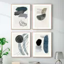 Постер 28 картин "Абстракция пятна оттенки серого" 50x40 см