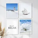 Постер 28 картин "Голубой океан и волна" 50x40 см