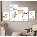 Набор постеров 5 шт 28 картин "Журавль и сакура в японского стиле, репродукция" 165x85 см в тубусе без рамы для интерьера