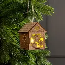 Елочная игрушка Домик со снежинками Luazon lighting 6117284 6 см х 6.5 см бежевый
