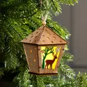 Елочная игрушка Фонарь с оленем Luazon lighting 6117301 8 см х 8 см бежевый
